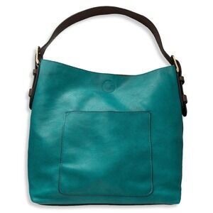 Joy Susan Hobo Shoulder Bag Turquoise Faux Leather Brown Straps Interior Pouch